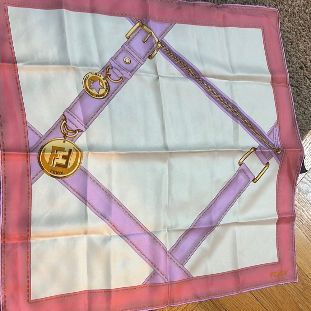 Fendi Pink and Cream Silk Accessory